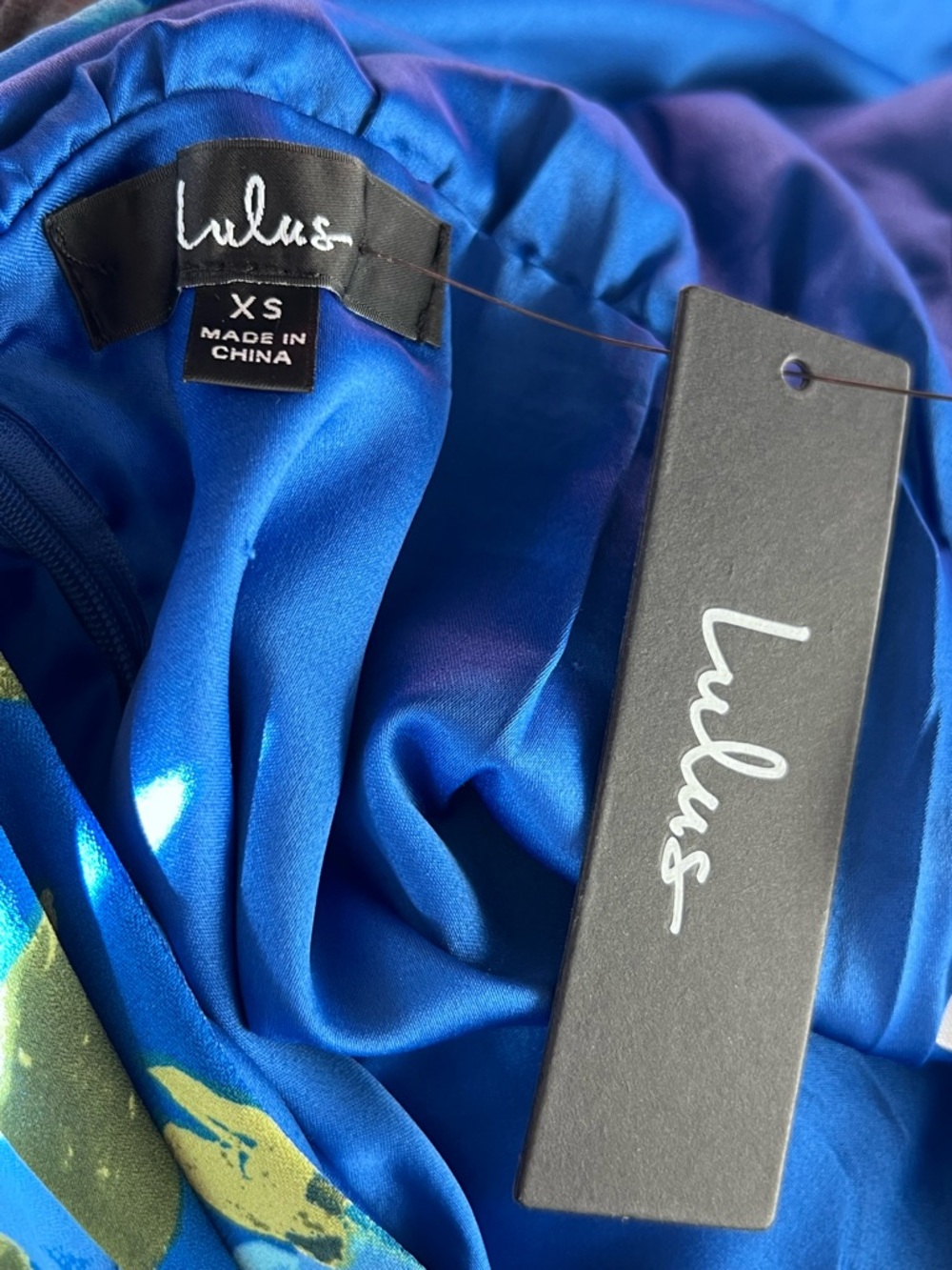 Lulu's Blue Floral Long-Sleeve Romper with Green Accents - Picture 5 of 6